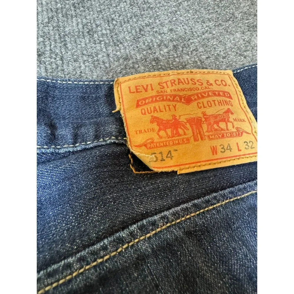 Levi's Jeans Mens 34x30* Blue‎ 514 Slim Straight American Workwear Dark Denim